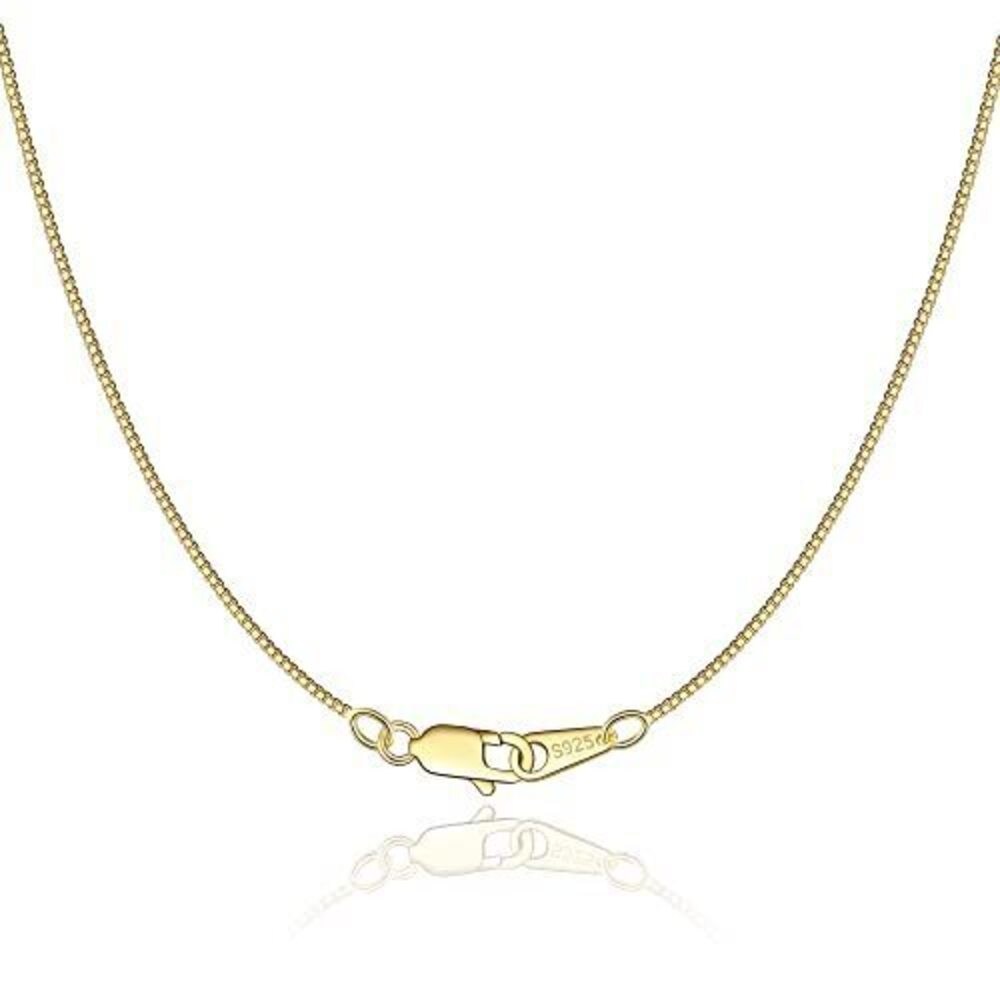 5606 18K Gold Plated Chain Necklace , 0.8mm Box Chain 18K Gold Plated